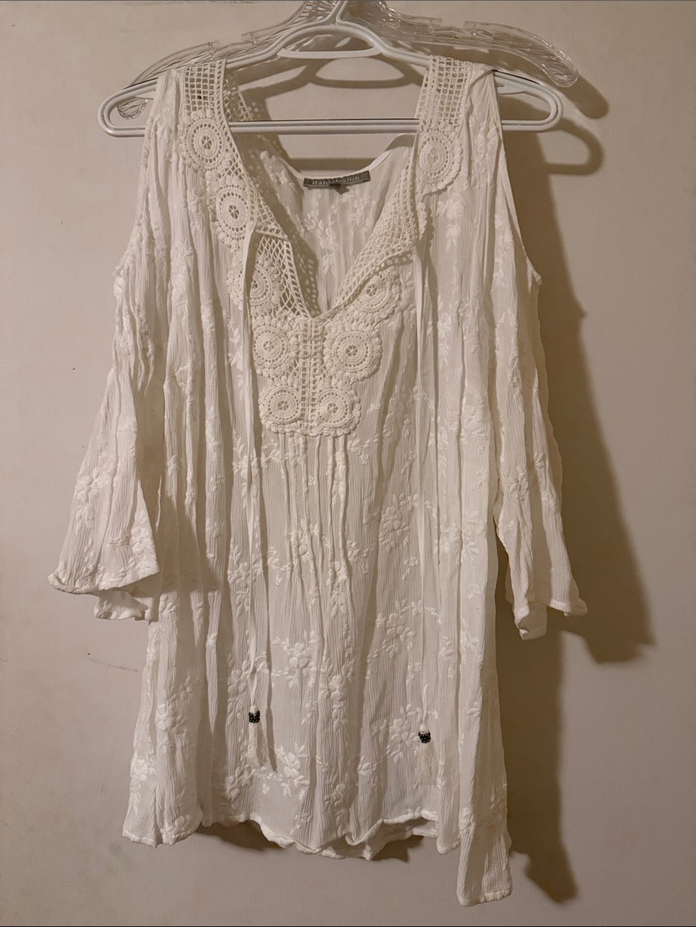 Boho Crochet-Trim White Women's Tunic Top